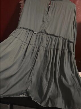 Mustard Seed Sage Green Tiered Mini Dress